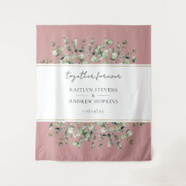 Blush roze eucalyptus bruiloft samen voor altijd wandkleed