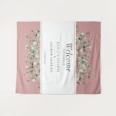 Blush roze Eucalyptus bruiloft Welkom Wandkleed (Voorkant (horizontaal))