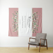 Blush roze Eucalyptus bruiloft Welkom Wandkleed (In Situ (horizontaal))