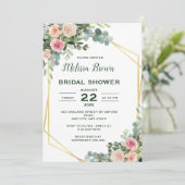 Blush Roze Eucalyptus Floral Vrijgezellenfeest Kaart (Staand voorkant)