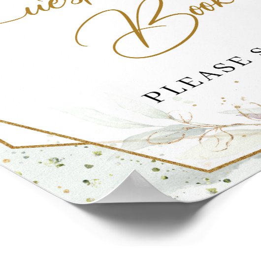 Blush roze eucalyptus gold lijst Guest Book Sign Poster (Hoek)