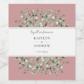 Blush roze eucalyptus samen voor altijd bruiloft wijn etiket (Enkel label)