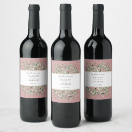 Blush Roze Eucalyptus Samen Voor Altijd Trouwlabel Wijn Etiket