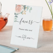 Blush roze eucalyptusbruiloft bevoordeelt reclamebord met voetstuk (Insitu)