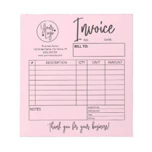 Blush Roze factuur bakkerij Salon Business Logo Notitieblok