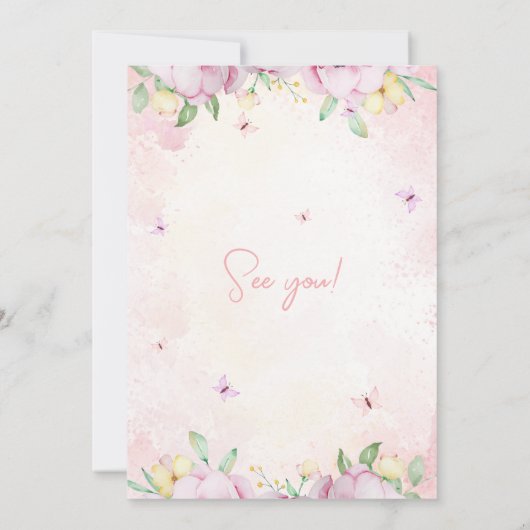 Blush Roze Fairy Eerste Verjaardag Meisje 1e Verja Kaart (Achterkant)