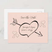 Blush Roze Fancy kalligrafie Hartelijk opslaan Dat Briefkaart (Voorkant / Achterkant)