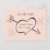 Blush Roze Fancy kalligrafie Hartelijk opslaan Dat Briefkaart (Voorkant)