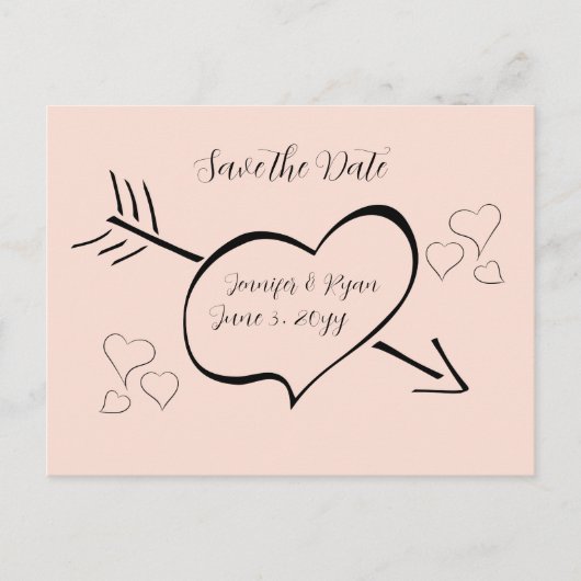 Blush Roze Fancy kalligrafie Hartelijk opslaan Dat Briefkaart (Voorkant)