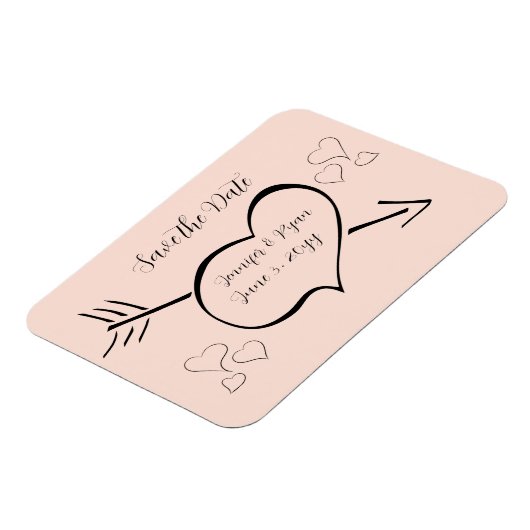 Blush Roze Fancy kalligrafie Hartelijk opslaan Dat Magneet (Linkerzijde)