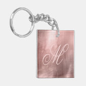 Blush Roze Fancy Monogram Roos Gold Foil Foto Sleutelhanger (Voorkant Links)