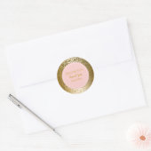 Blush Roze Faux Goud Glitter Bruiloft Favor Ronde Sticker (Envelop)