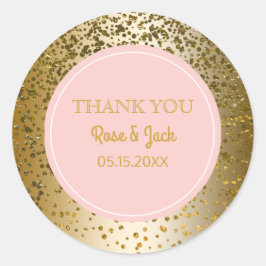 Blush Roze Faux Goud Glitter Bruiloft Favor Ronde Sticker
