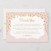 Blush roze faux gouden baby shower dank u bedankkaart (Voorkant)