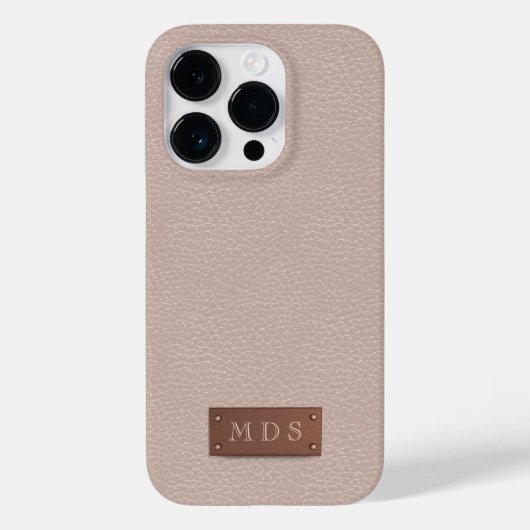 Blush Roze Faux Leather Roos Goud Monogram Case-Mate iPhone Case (Achterkant)