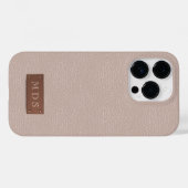 Blush Roze Faux Leather Roos Goud Monogram Case-Mate iPhone Case (Achterkant (horizontaal))