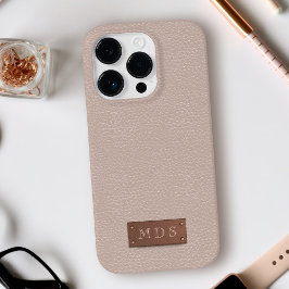 Blush Roze Faux Leather Roos Goud Monogram Case-Mate iPhone Case