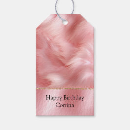 Blush Roze Faux Leder & Bont Cadeaulabel