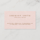 Blush roze faux linnen minimalistisch professionee visitekaartje (Achterkant)