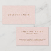 Blush roze faux linnen minimalistisch professionee visitekaartje (Voorkant / Achterkant)