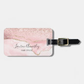 Blush Roze faux Marble Agate - Aangepast Bagagelabel (Voorkant horizontaal)