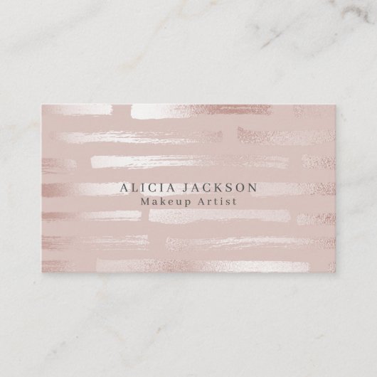 Blush Roze Faux Roos Goud Elegante Make-up Artiest Visitekaartje (Voorkant)