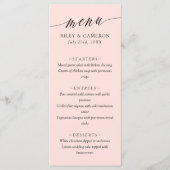 Blush roze fijne kalligrafie legant bruilding menu (Voorkant)
