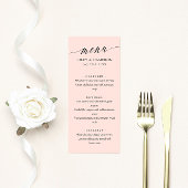 Blush roze fijne kalligrafie legant bruilding menu