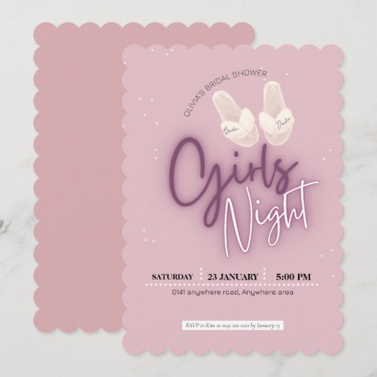 Blush roze, film nacht vrijgezellenfeest kaart (Voorkant / Achterkant)