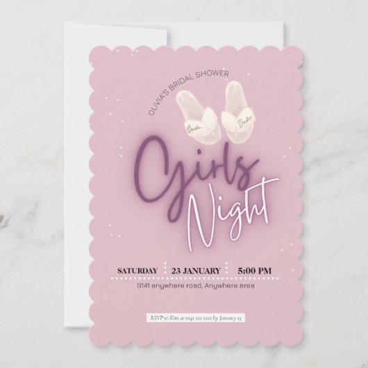 Blush roze, film nacht vrijgezellenfeest kaart (Voorkant)