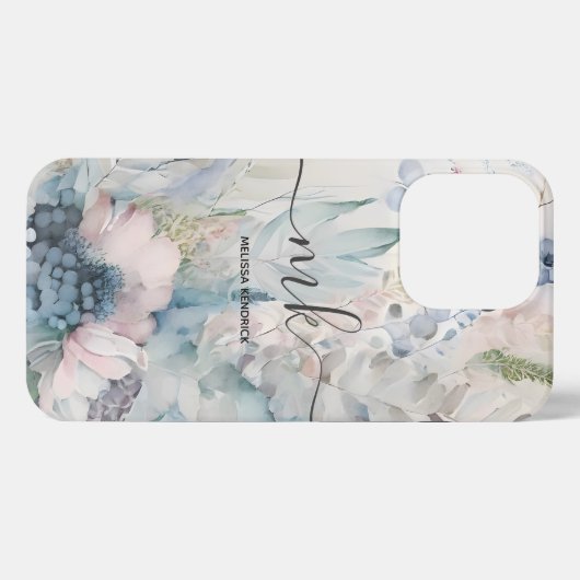  Blush Roze flacon Monogram naam iPhone Hoesje (Achterkant horizontaal)