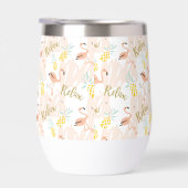 Blush Roze Flamingo Ananas Monogram Initiaal (Rechts)