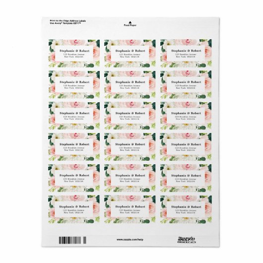 Blush roze flessen Moderne botanische bruiloft Etiket (Full Sheet)