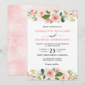 Blush roze flessen Moderne botanische bruiloft Kaart (Voorkant / Achterkant)