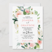 Blush roze flessen Moderne botanische bruiloft Kaart (Voorkant)