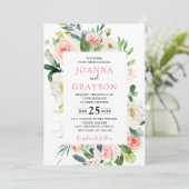 Blush roze flessen Moderne botanische bruiloft Kaart (Staand voorkant)