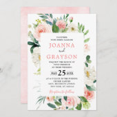 Blush roze flessen Moderne botanische bruiloft Kaart (Voorkant / Achterkant)