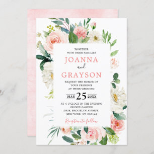 Blush roze flessen Moderne botanische bruiloft Kaart