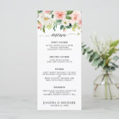 Blush roze flessen Moderne botanische bruiloft Menu (Staand voorkant)