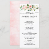 Blush roze flessen Moderne botanische bruiloft Menu (Voorkant / Achterkant)
