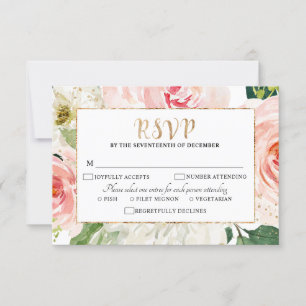 Blush roze flessen Moderne botanische bruiloft RSVP Kaartje
