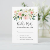 Blush roze flessen Moderne botanische bruiloft RSVP Kaartje (Staand voorkant)