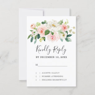 Blush roze flessen Moderne botanische bruiloft RSVP Kaartje