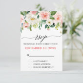 Blush roze flessen Moderne botanische bruiloft RSVP Kaartje (Staand voorkant)