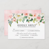 Blush roze flessen Moderne botanische bruiloft RSVP Kaartje (Voorkant / Achterkant)