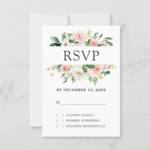 Blush roze flessen Moderne botanische bruiloft RSVP Kaartje