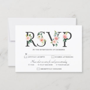 Blush roze flessen Moderne botanische bruiloft RSVP Kaartje