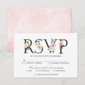 Blush roze flessen Moderne botanische bruiloft RSVP Kaartje (Voorkant / Achterkant)