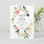 Blush roze flessen Moderne botanische bruiloft Save The Date (Staand voorkant)