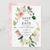 Blush roze flessen Moderne botanische bruiloft Save The Date (Voorkant / Achterkant)